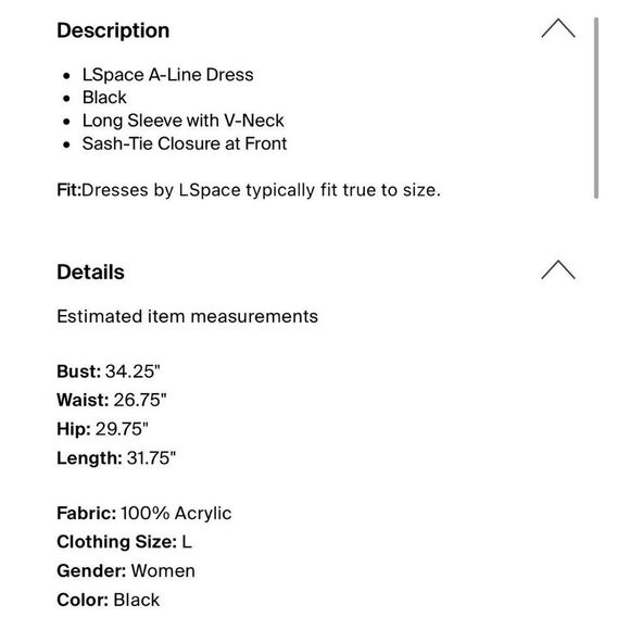 Lspace Authentic Solid Black Palisades Cover Up Long Sleeve V Neck Mini Large - Picture 9 of 12